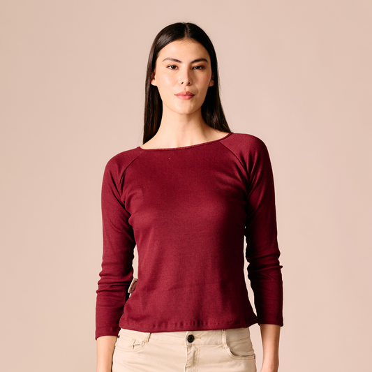 CAMISETA CUELLO BANDEJA - VINOTINTO