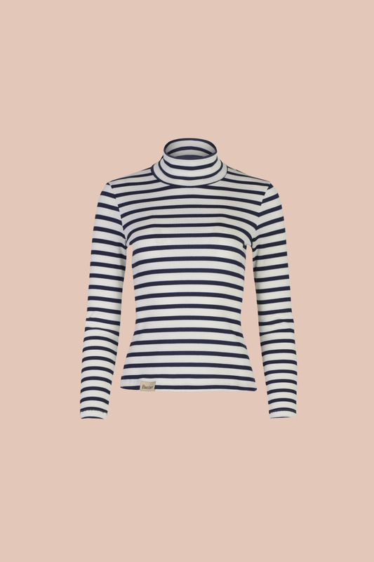 JERSEY CUELLO TORTUGA - AZUL MARINO Y BLANCO