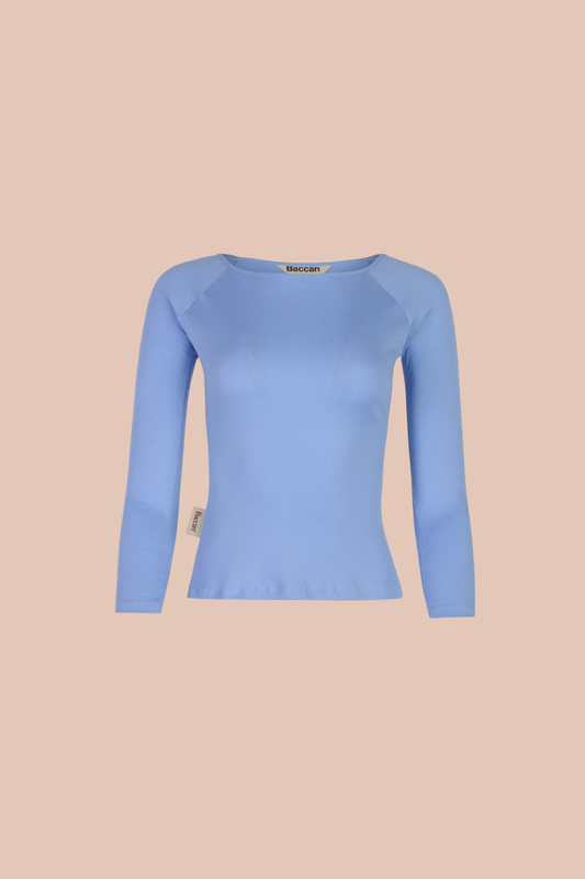 CAMISETA CUELLO BANDEJA - BABY BLUE