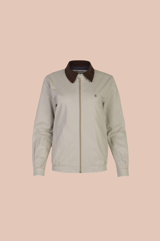 CHAQUETA FIKA - BEIGE CON CUELLO DE PANA
